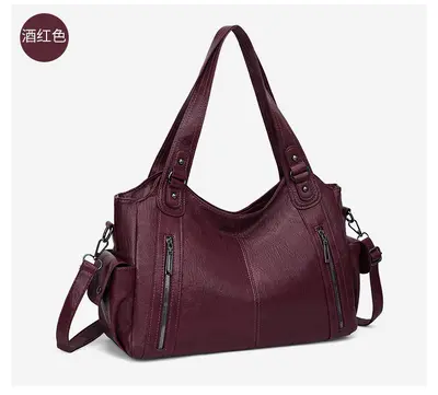 Women's Tote Bag, Large Capacity, Crossbody Strap, Retro Design - 10
