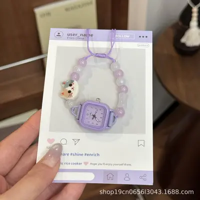 猫咪串珠手链式手表森系小清新学生石英表ins风百搭女士手表批发 - 8