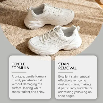 White Shoe Foam Cleaner, Removes Yellowing and Stains, Portable