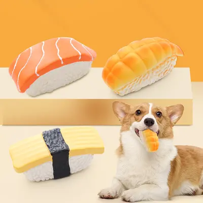 Latex Chew Toy Sushi Shape for Teeth Cleaning, Interactive Dog Toy