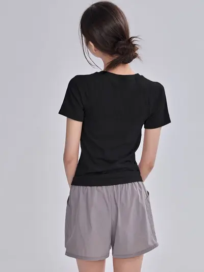 Women's Quick-Dry Short-Sleeve Yoga Top, Thin Summer Stretch Sports T-Shirt - 5