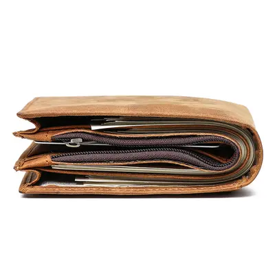 Genuine Cowhide Short Wallet, RFID Protection, Multi-Card Slots - 4