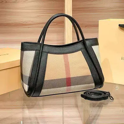 Genuine Leather Large Capacity Women's Plaid Handbag - 5