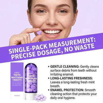 Purple Toothpaste Tablets, Portable Solid Teeth Cleaning Tablets