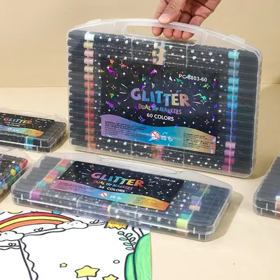 Einzelkopf-Glitzer-Notizmarker, Leuchtstift, Softspitzen-Set mit bunten Gelstiften