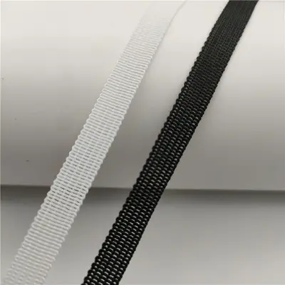 0,7 cm schwarz-weißes nicht elastisches Polyester-Webband mit Hakenkante - 3
