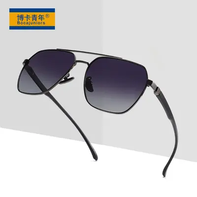 Metal Frame Polarized Men's Sunglasses, UV Protection Outdoor Shades - 1