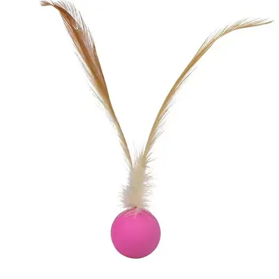 Cat Toy Ball Elastic Feather Bouncing Ball Interactive - 8