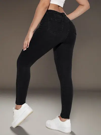 Women's Slim Pencil Jeans, Stretch Denim, High Waist