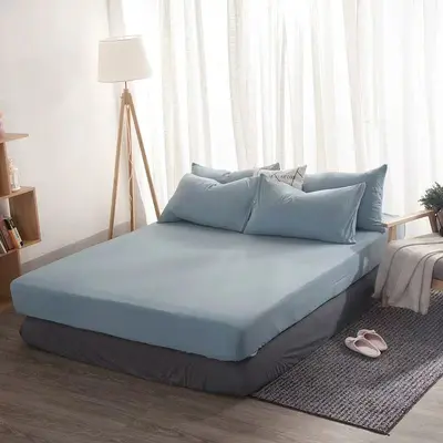 Cotton Fitted Sheet with Mattress Protector for 1.5 m and 1.8 m Beds - 13