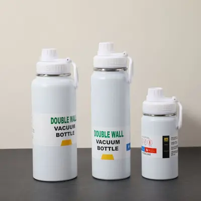 Große Thermo-Sportflasche aus Edelstahl mit Griff - 7