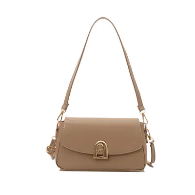 Textured Small Square Women's Bag with Locking Shoulder Strap - 8