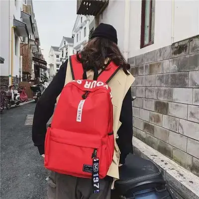 2026er koreanische Schultertasche mit Buchstabenmotiv für Jungen und Mädchen, Mittel- und Oberschüler, Schultasche für Damen mit großem Fassungsvermögen, Campus-Segeltuch-Rucksack