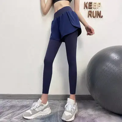 假两件跑步专业运动裤速干长裤女春季户外修身显瘦网红显瘦训练裤