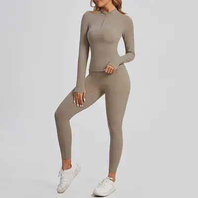 Damen Sportset Herbst Winter Pilates Yogabekleidung - 9