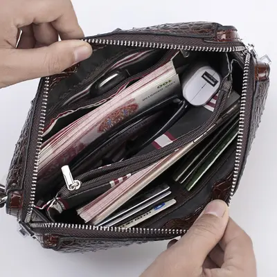 Crocodile Pattern Men's Clutch Bag, Lightweight, Large Capacity - 4