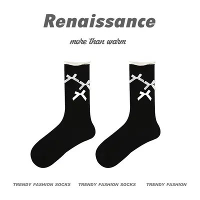 Damen-Mittellange Spitzensocken, Dopamin-Einfarbig, Frühling und Herbst - 11