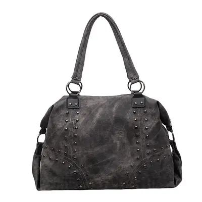 Motorcycle Style Tote Bag, Retro Rivet Single-Shoulder, Large Capacity - 10