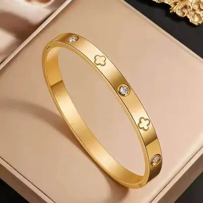 Titanyum çelik bilezik, dört yapraklı yonca, trendy - 4