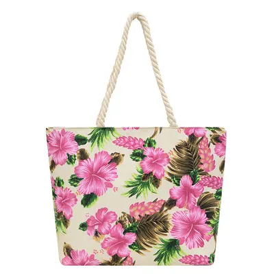 Printed Canvas Shoulder Bag, Floral Pattern, Large Capacity Tote Bag - 9