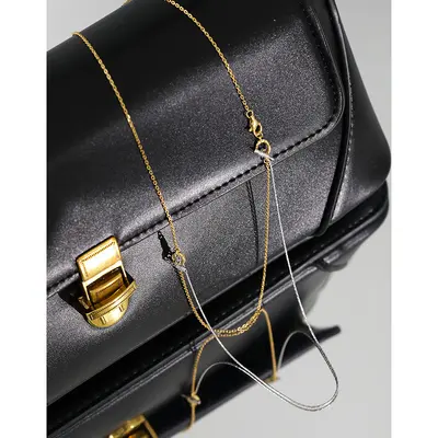 S925 Silver Double-Layer Clavicle Necklace with Contrast Buckle