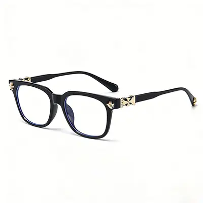 Ultraleichte Blaulichtschutzbrille ohne Stärke, Retro schwarzes Unisex-Brillengestell