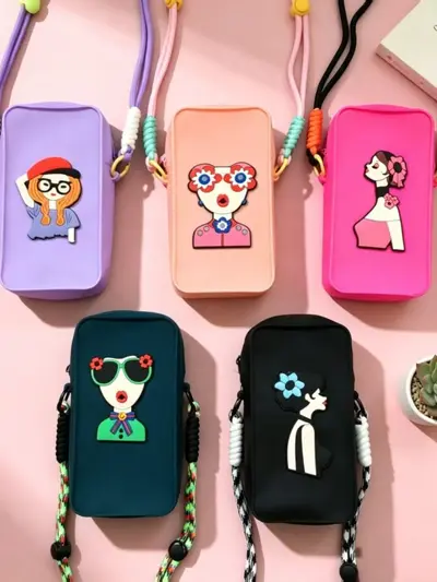 Silicone Phone Pouch Cartoon Crossbody Bag Portable Coin Purse Women Student Cute Mini Shoulder Bag Stress Relief Bubble Pouch