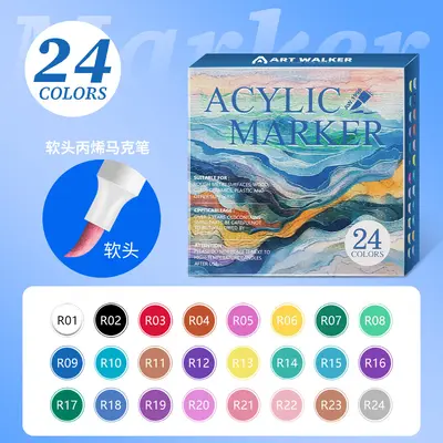 Yumuşak uçlu akrilik marker seti çocuklar için, solmayan suluboya kalemler - 8