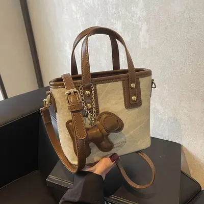 Kadın Retro Renk Bloklu Çapraz Askılı Küçük Çanta, Tek Omuz Elde Taşınabilir - 12