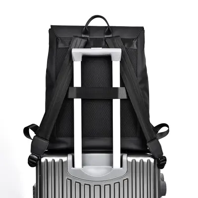 Men's Business Backpack, Waterproof PU Laptop Bag, Expandable - 4