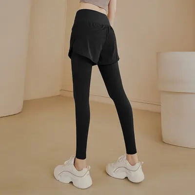 Yogahose im Zweiteiler-Look, hoher Bund, Bauchkontrolle, elastisch - 8