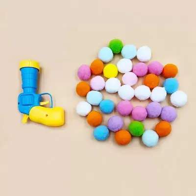 Flauschball-Schussgewehr Katzenspielzeug, elastische Bälle - 9