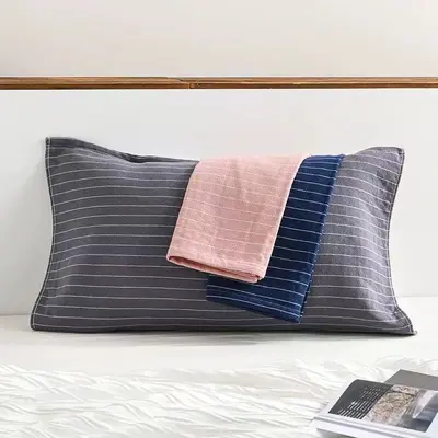 Pure Cotton Gauze Pillow Towel 2-Pack with Fixing Straps