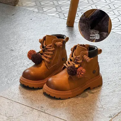 Çocuk sarı retro bot, püskül süslemeli, eskitme görünümlü martin bot - 8