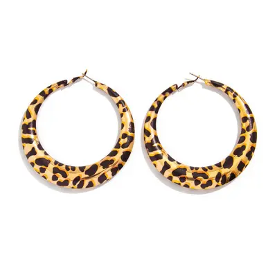 Leoparden-Muster geometrische Metall-Ohrringe