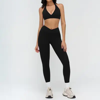 Yoga seti, çıplak hisli, dik yaka, fermuar - 11
