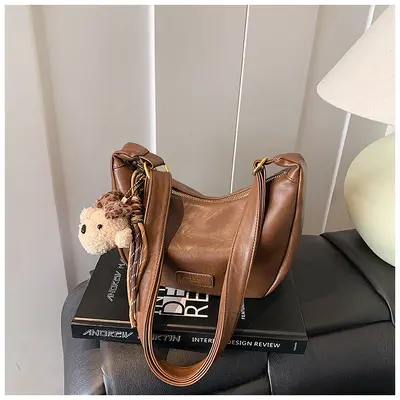 Women's Soft Leather Single Shoulder Bag, 2025 Autumn Winter Model, Dumpling Bag - 10