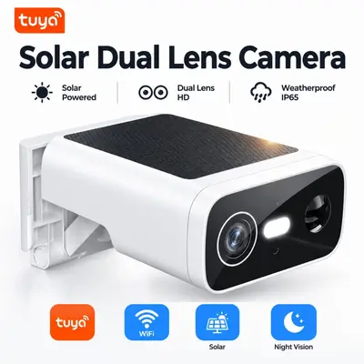 Sınır Ötesi Çift Lens Panoramik Gece Görüşlü Yüksek Çözünürlüklü Kablosuz WiFi Kamera Birleşik Tuya Akıllı İzleme Kamerası