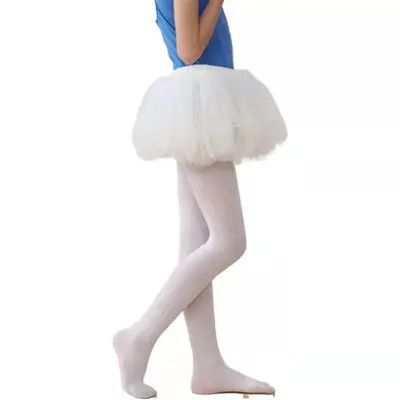 Dünne hochelastische Mädchen-Ballett-Tanzstrumpfhose 80 Den, weiß