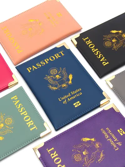Neue grenzüberschreitende amerikanische Passinhaber Echtleder leicht und dünn Passbuch mit Goldbeschlag Kupferecken Tickethalter Fabrik Großhandel
