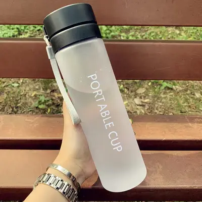 Plastic water cup wholesale sports water bottle frosted double lid high-end large capacity men and women trending water cup student - 10