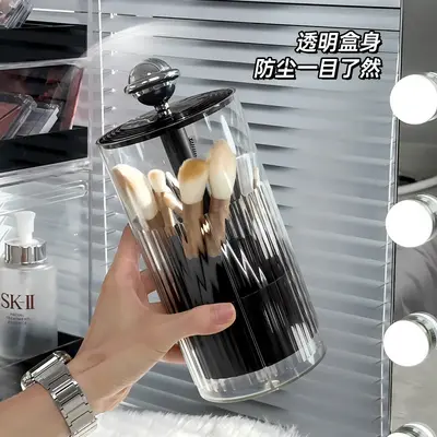 Automatic lifting makeup brush storage organizer