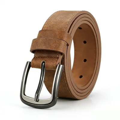 Herrengürtel, modischer Freizeitgürtel mit Stiftschließe, PU, Retro-Stil - 8