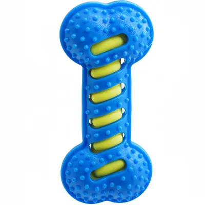 Durable Rubber Dog Chew Bone, Teeth Cleaning and Training, Squeaky - 6