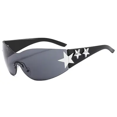 Rimless UV400 Sunglasses, Star Design - 7