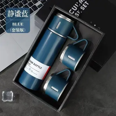 Stainless Steel Insulated Cup Gift Set, 500ml, One Cup with Three Lids, Men's Business - 9