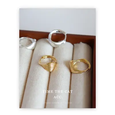 18K gold-plated geometric metal earrings, minimalist - 2