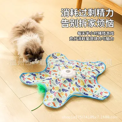 Cat Hunting Tent Self-entertaining Boredom Relief Hideaway Tent Electric Hunting Tent Cat Teaser Stick Automatic Cat Turntable Pet Toy