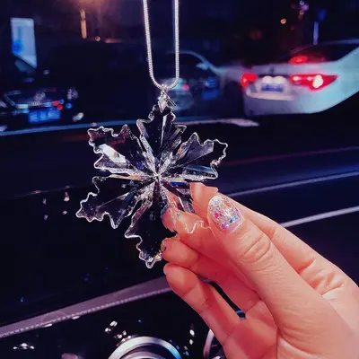 Crystal snowflake car ornament, hanging car decoration