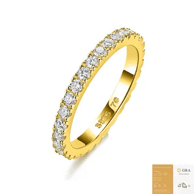 S925 gümüş moissanite yüzük, tam taş döşeme - 8